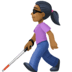 👩🏾‍🦯 woman with white cane: medium-dark skin tone display on Facebook